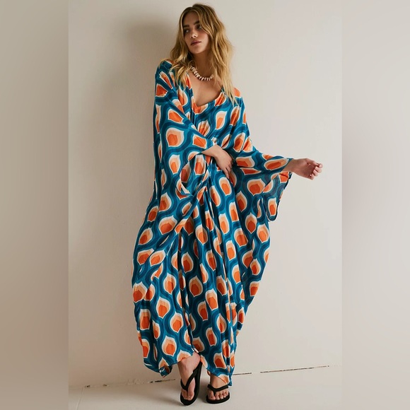 Free People Dresses & Skirts - Free People Blue and Orange Maxi Dress